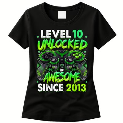 Level 10 Unlocked Awesome Since 2013 10th Birthday Gaming Womens T-Shirt
