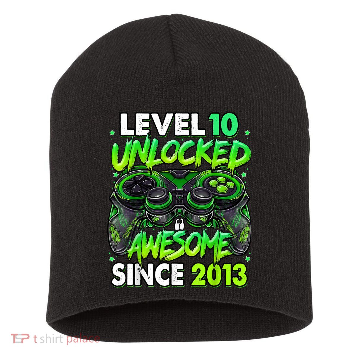 Level 10 Unlocked Awesome Since 2013 10th Birthday Gaming Short Acrylic Beanie
