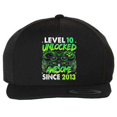 Level 10 Unlocked Awesome Since 2013 10th Birthday Gaming Wool Snapback Cap