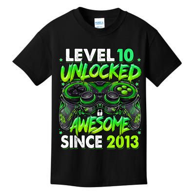 Level 10 Unlocked Awesome Since 2013 10th Birthday Gaming Kids T-Shirt