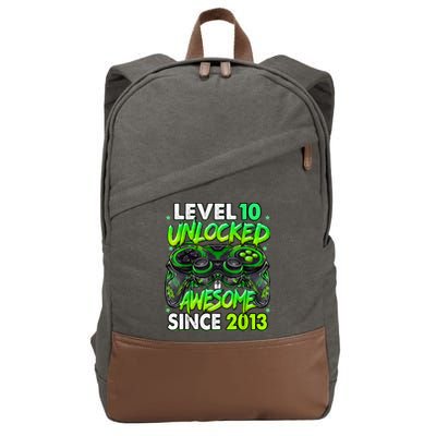 Level 10 Unlocked Awesome Since 2013 10th Birthday Gaming Cotton Canvas Backpack