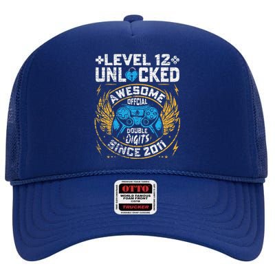 Level 12 Unlocked Awesome Since 2011 12nd Birthday Gaming High Crown Mesh Back Trucker Hat