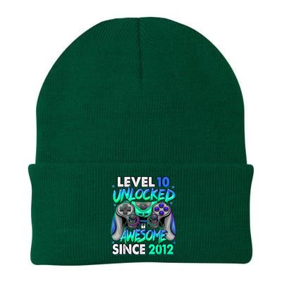 Level 10 Unlocked Awesome Since 2012 10th Birthday Gaming Knit Cap Winter Beanie