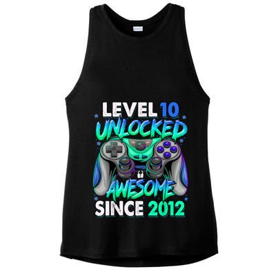 Level 10 Unlocked Awesome Since 2012 10th Birthday Gaming Ladies PosiCharge Tri-Blend Wicking Tank