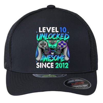 Level 10 Unlocked Awesome Since 2012 10th Birthday Gaming Flexfit Unipanel Trucker Cap