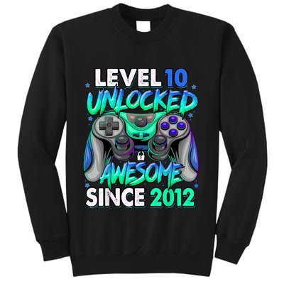Level 10 Unlocked Awesome Since 2012 10th Birthday Gaming Sweatshirt
