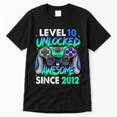 Level 10 Unlocked Awesome Since 2012 10th Birthday Gaming Tall T-Shirt