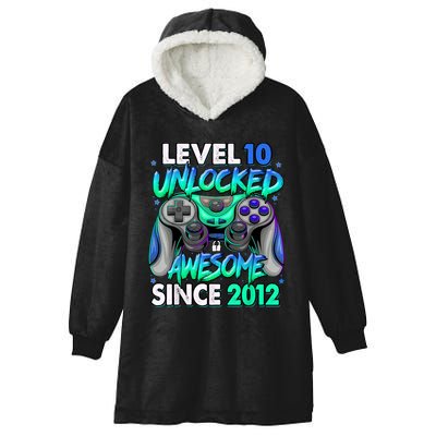Level 10 Unlocked Awesome Since 2012 10th Birthday Gaming Hooded Wearable Blanket