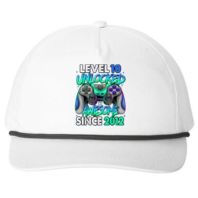 Level 10 Unlocked Awesome Since 2012 10th Birthday Gaming Snapback Five-Panel Rope Hat