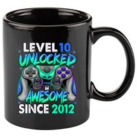 Level 10 Unlocked Awesome Since 2012 10th Birthday Gaming 11oz C Handle Ceramic Mug