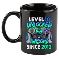 Level 10 Unlocked Awesome Since 2012 10th Birthday Gaming 11oz C Handle Ceramic Mug