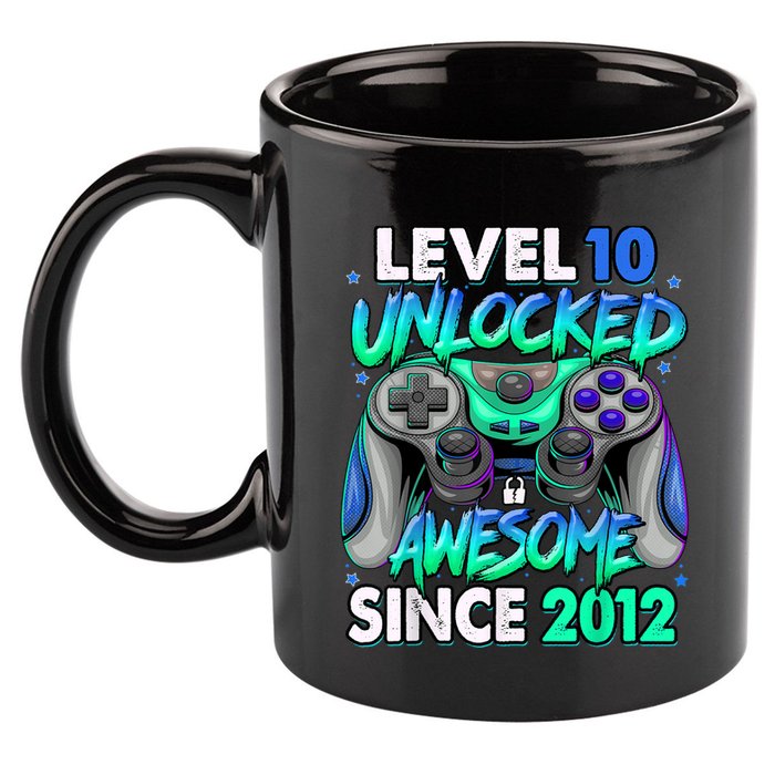 Level 10 Unlocked Awesome Since 2012 10th Birthday Gaming 11oz C Handle Ceramic Mug
