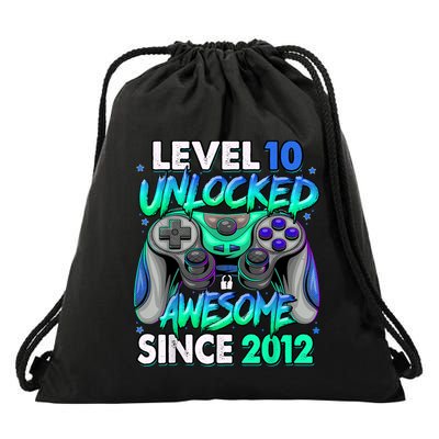 Level 10 Unlocked Awesome Since 2012 10th Birthday Gaming Drawstring Bag