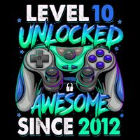 Level 10 Unlocked Awesome Since 2012 10th Birthday Gaming Drawstring Bag