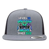 Level 10 Unlocked Awesome Since 2012 10th Birthday Gaming Flat Bill Trucker Hat