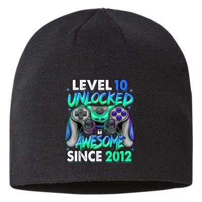 Level 10 Unlocked Awesome Since 2012 10th Birthday Gaming Sustainable Beanie