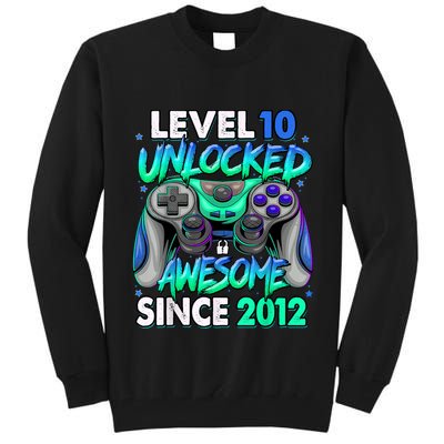 Level 10 Unlocked Awesome Since 2012 10th Birthday Gaming Tall Sweatshirt