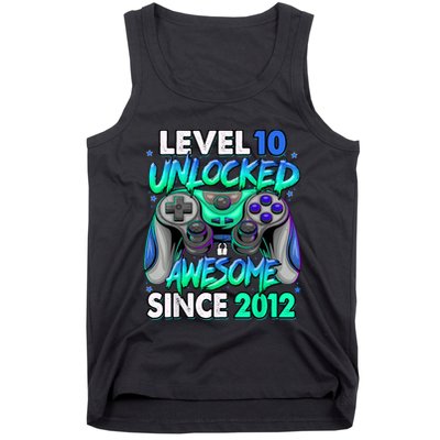 Level 10 Unlocked Awesome Since 2012 10th Birthday Gaming Tank Top