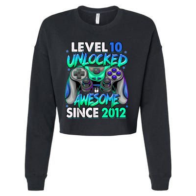 Level 10 Unlocked Awesome Since 2012 10th Birthday Gaming Cropped Pullover Crew