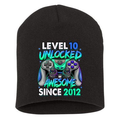 Level 10 Unlocked Awesome Since 2012 10th Birthday Gaming Short Acrylic Beanie