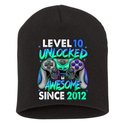 Level 10 Unlocked Awesome Since 2012 10th Birthday Gaming Short Acrylic Beanie