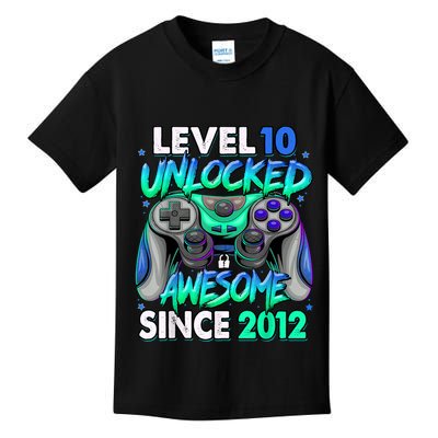 Level 10 Unlocked Awesome Since 2012 10th Birthday Gaming Kids T-Shirt