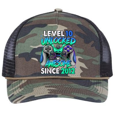 Level 10 Unlocked Awesome Since 2012 10th Birthday Gaming Retro Rope Trucker Hat Cap