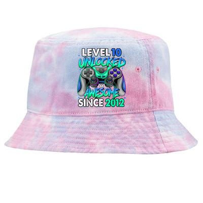 Level 10 Unlocked Awesome Since 2012 10th Birthday Gaming Tie-Dyed Bucket Hat