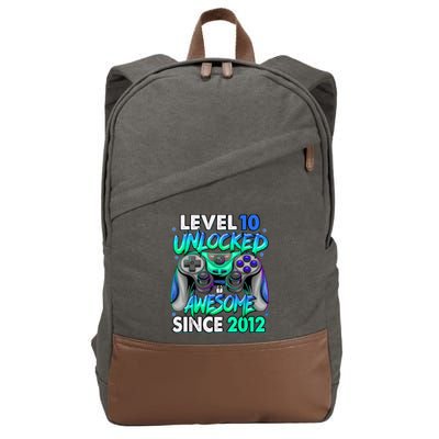 Level 10 Unlocked Awesome Since 2012 10th Birthday Gaming Cotton Canvas Backpack