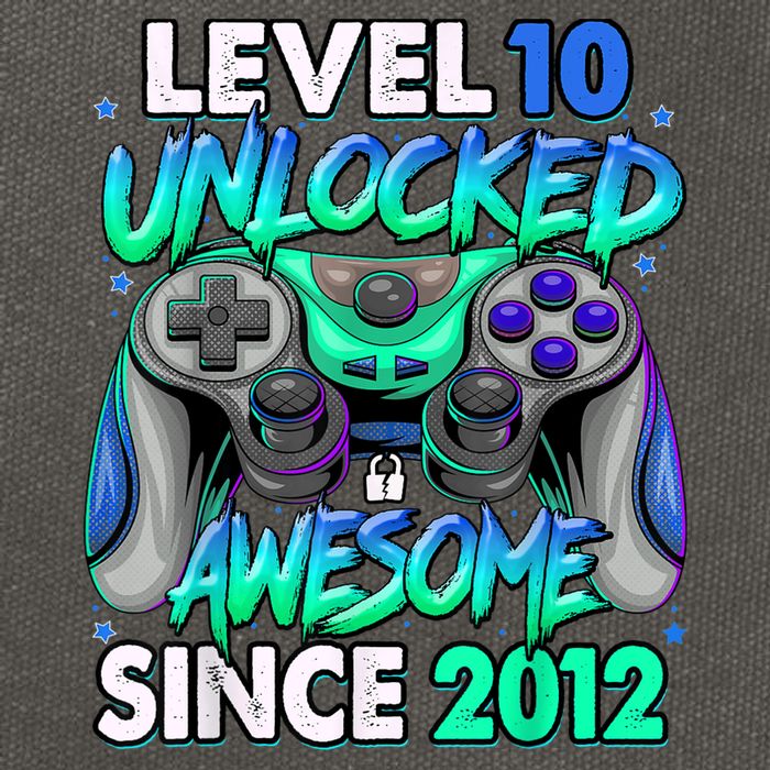 Level 10 Unlocked Awesome Since 2012 10th Birthday Gaming Cotton Canvas Backpack