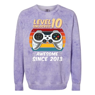 Level 10 Unlock Awesome Since 2013 Colorblast Crewneck Sweatshirt