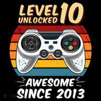 Level 10 Unlock Awesome Since 2013 Stripe Pom Pom Beanie