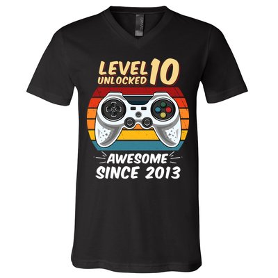Level 10 Unlock Awesome Since 2013 V-Neck T-Shirt