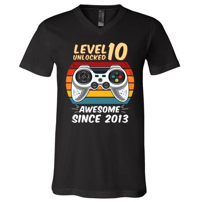 Level 10 Unlock Awesome Since 2013 V-Neck T-Shirt