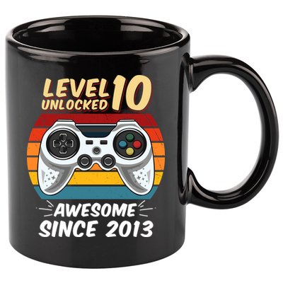 Level 10 Unlock Awesome Since 2013 11oz C Handle Ceramic Mug