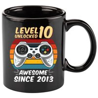 Level 10 Unlock Awesome Since 2013 11oz C Handle Ceramic Mug