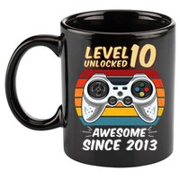 Level 10 Unlock Awesome Since 2013 11oz C Handle Ceramic Mug