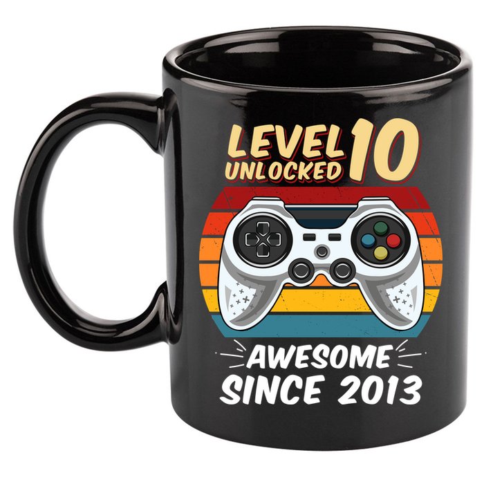Level 10 Unlock Awesome Since 2013 11oz C Handle Ceramic Mug