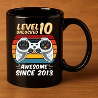 Level 10 Unlock Awesome Since 2013 11oz C Handle Ceramic Mug