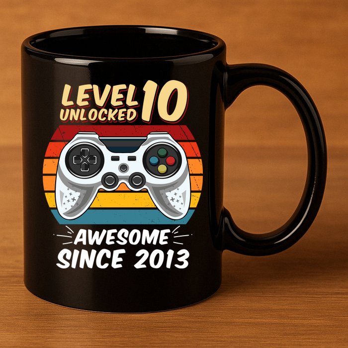 Level 10 Unlock Awesome Since 2013 11oz C Handle Ceramic Mug