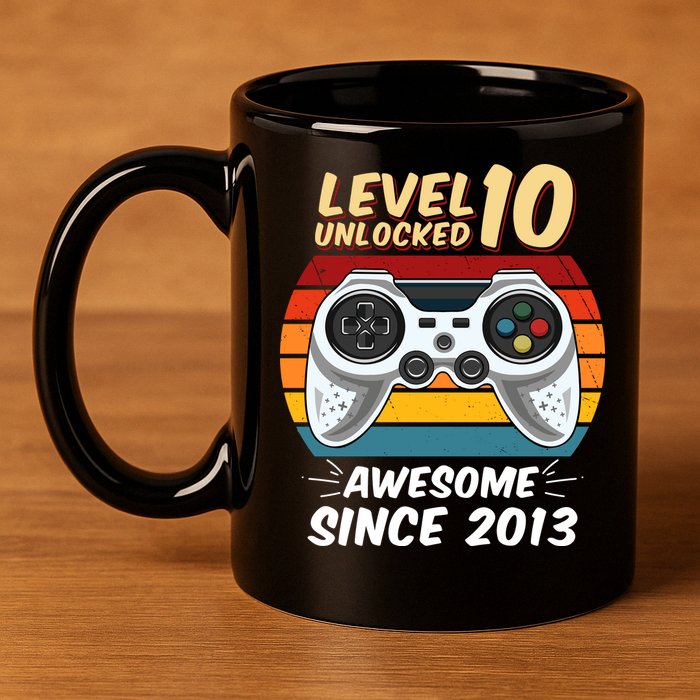 Level 10 Unlock Awesome Since 2013 11oz C Handle Ceramic Mug