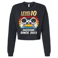 Level 10 Unlock Awesome Since 2013 Cropped Pullover Crew