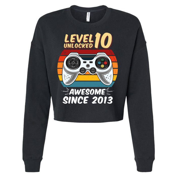 Level 10 Unlock Awesome Since 2013 Cropped Pullover Crew
