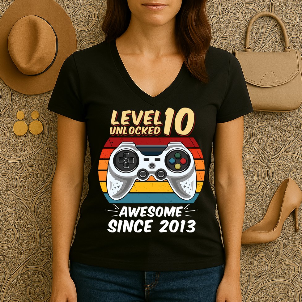 Level 10 Unlock Awesome Since 2013 Women's V-Neck T-Shirt