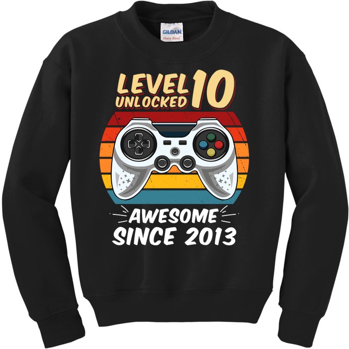 Level 10 Unlock Awesome Since 2013 Kids Sweatshirt