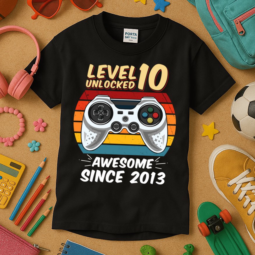 Level 10 Unlock Awesome Since 2013 Kids T-Shirt