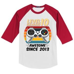 Level 10 Unlock Awesome Since 2013 Kids Colorblock Raglan Jersey