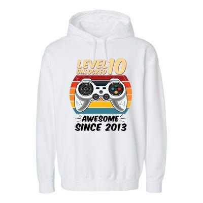 Level 10 Unlock Awesome Since 2013 Garment-Dyed Fleece Hoodie