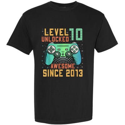 Level 10 Unlocked 10th Birthday 10 Year Old Boy Gamer Bday Garment-Dyed Heavyweight T-Shirt