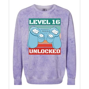 Level 16 Unlocked Gaming Retro Colorblast Crewneck Sweatshirt